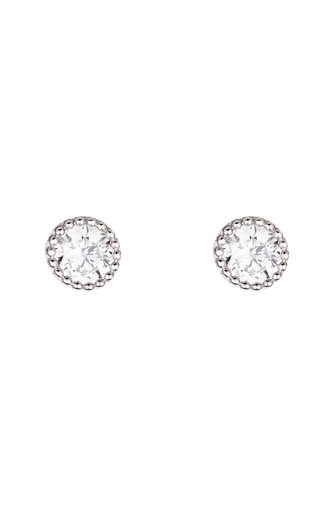 Boucles D'Oreilles "Grands Ronds 4Mm" - Or Blanc 375/1000 Et Zirconium
