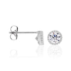 Boucles D'Oreilles "Grands Ronds 4Mm" - Or Blanc 375/1000 Et Zirconium