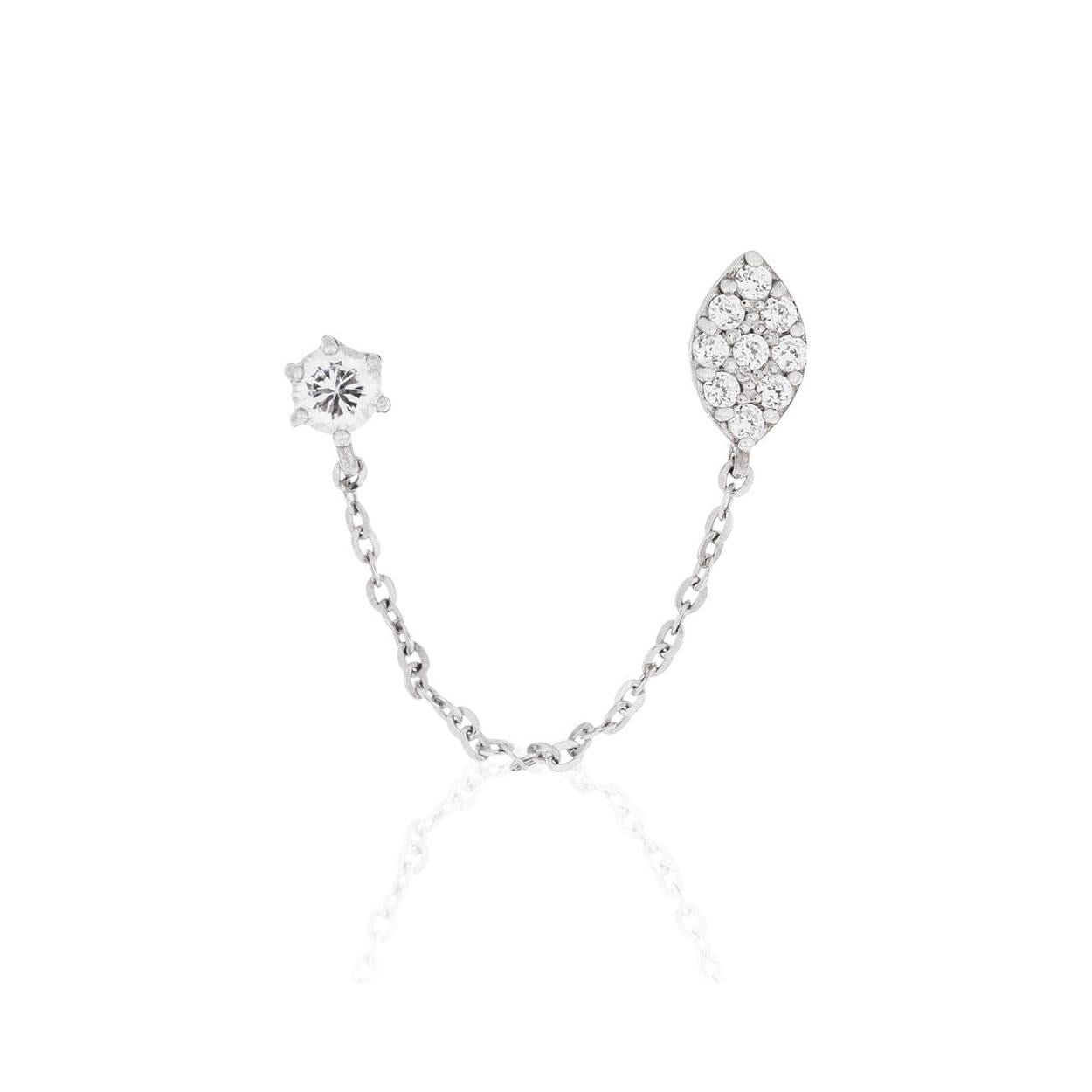 Boucle D'Oreille Unitaire "Princière" Or Blanc 375/1000