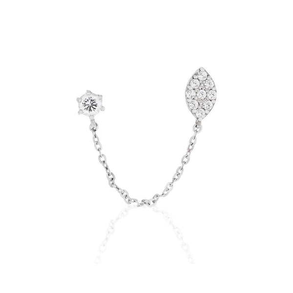 Boucle D'Oreille Unitaire "Princière" Or Blanc 375/1000