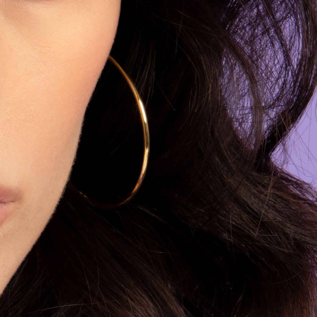 Boucle D'Oreilles "Créoles Elégance" - 50 Mm Or Jaune 375/1000