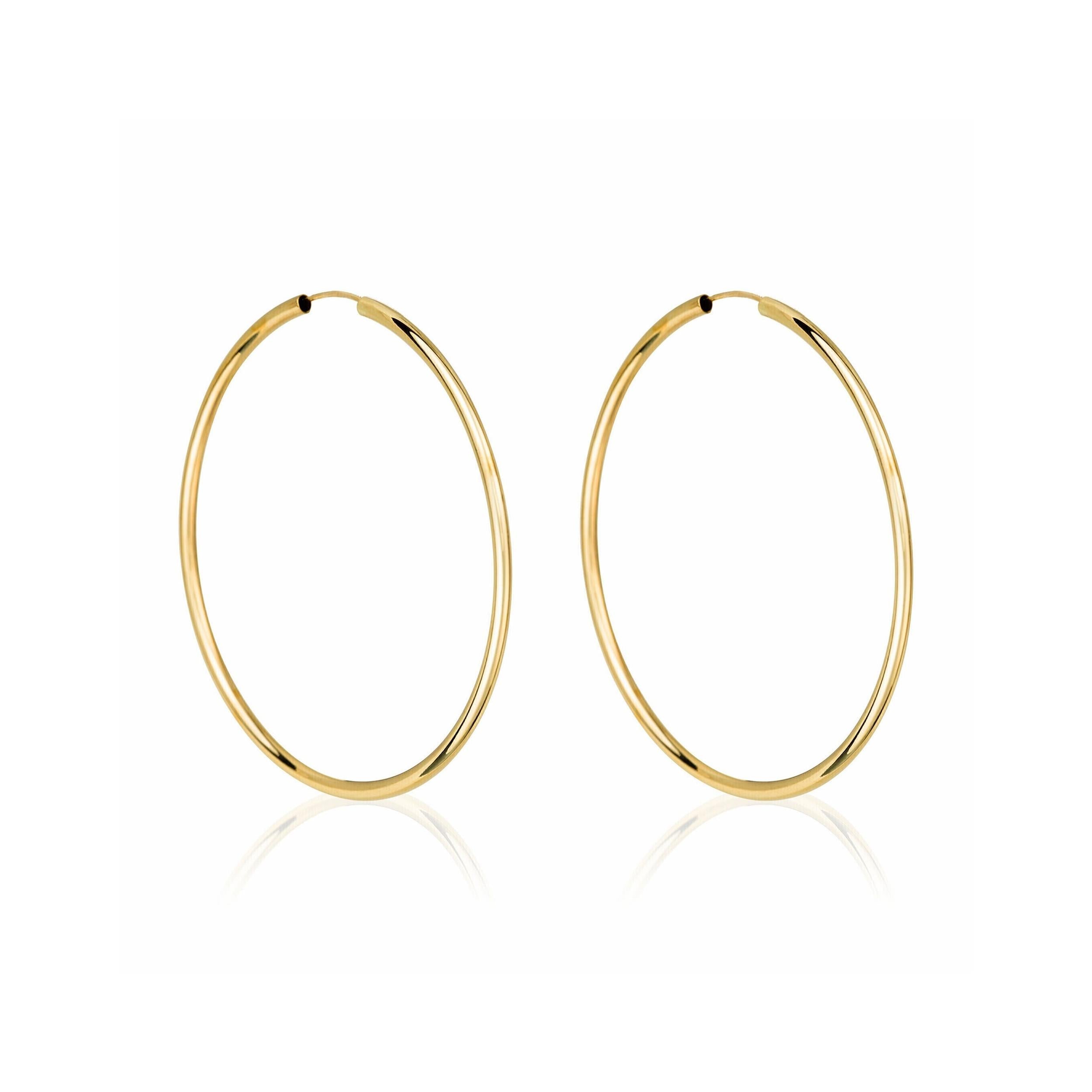 Boucle D'Oreilles "Créoles Elégance" 50 Mm Or Jaune 375/1000