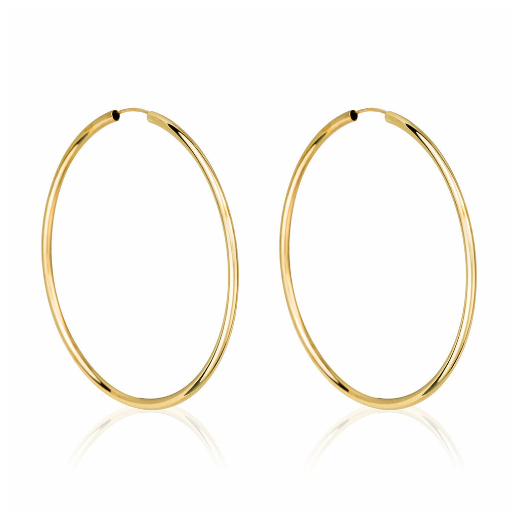 Boucle D'Oreilles "Créoles Elégance" - 50 Mm Or Jaune 375/1000