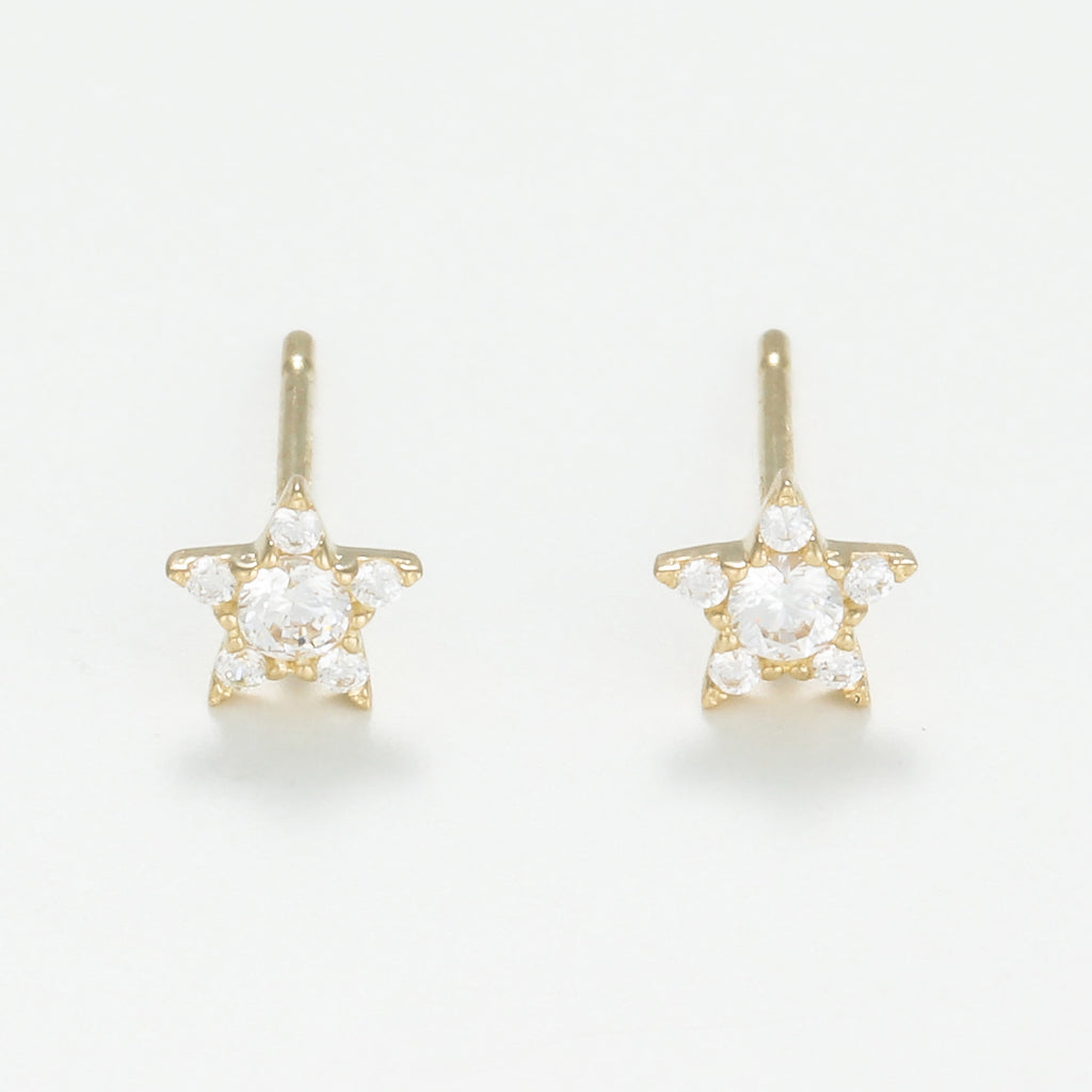 Boucle D'Oreilles "Petite Etoile" - Or Jaune 375/1000 Et Zirconium