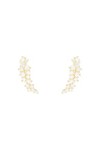 Boucles D'Oreilles "Fleurs Scintillantes" Or Jaune 375/1000 Et Zircon
