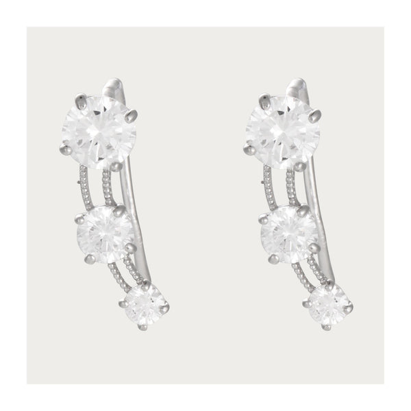 Boucle D'Oreilles "Trio De Pierre" Or Blanc 375/1000