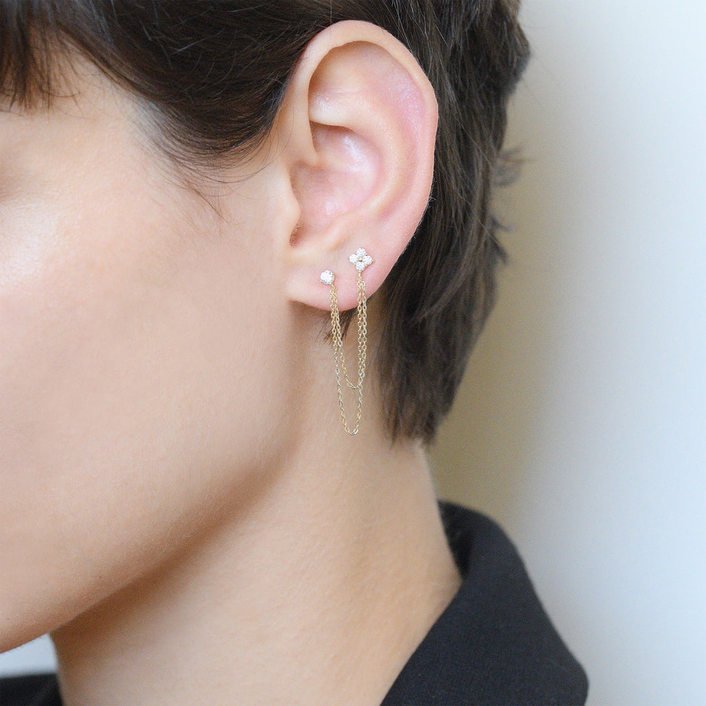 Boucles D'Oreilles Unitaire "Ravello" - Or Jaune 375/1000 Et Zirconium