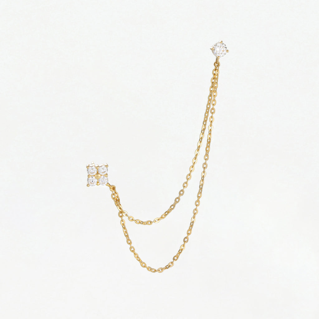 Boucles D'Oreilles Unitaire "Ravello" - Or Jaune 375/1000 Et Zirconium