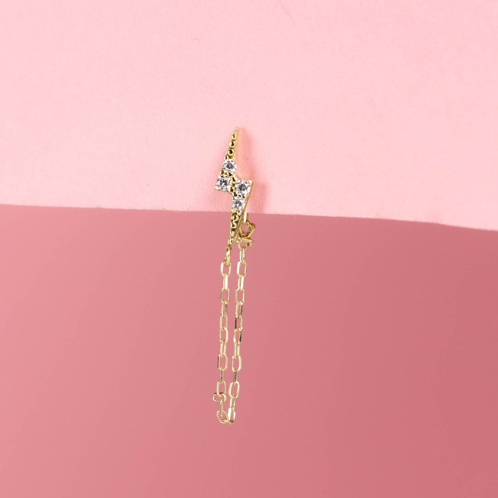 Boucle D'Oreille Unitaire "Double Chaine Foudre" - 375/1000