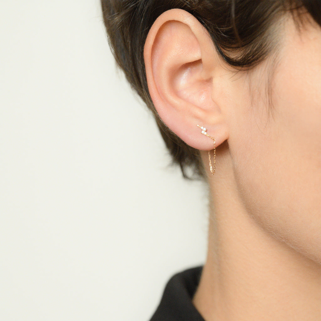 Boucle D'Oreille Unitaire "Double Chaine Foudre" - 375/1000