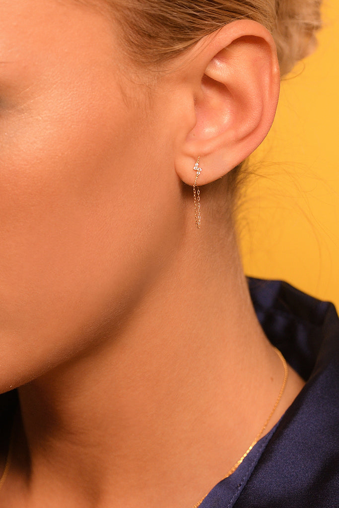 Boucle D'Oreille Unitaire "Double Chaine Foudre" - 375/1000