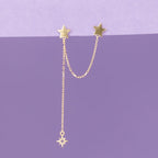 Bijou D'Oreille Unitaire "Double Étoile" - Or Jaune 375/1000