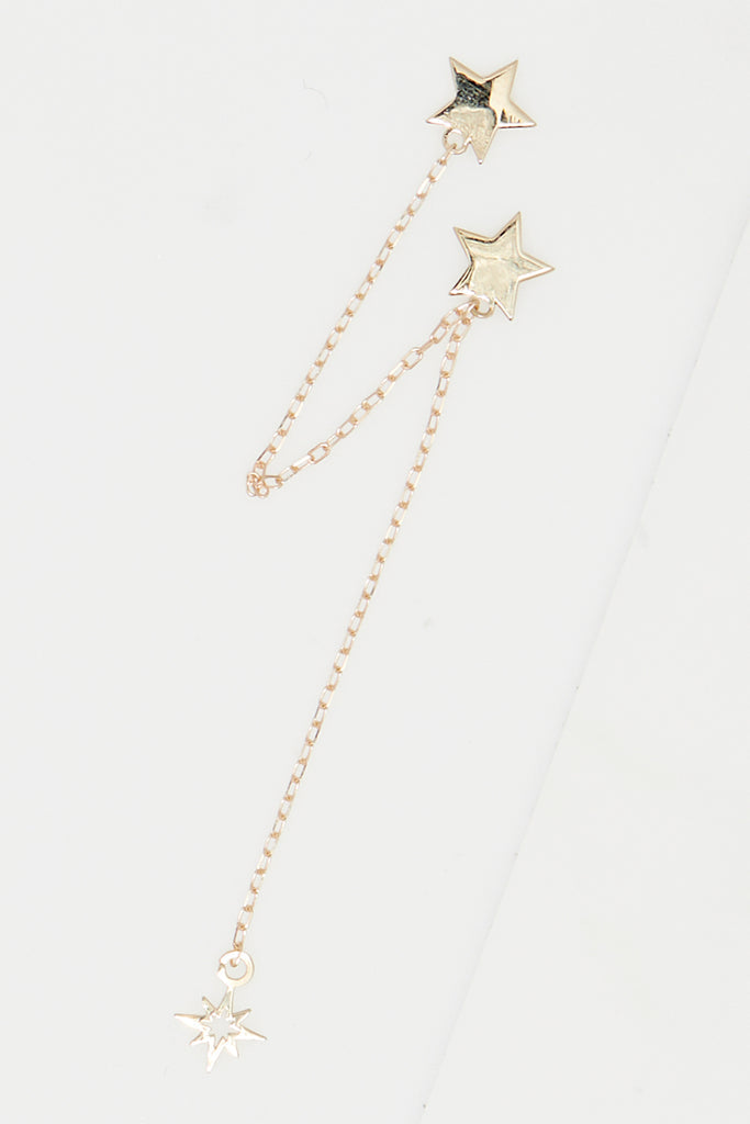 Bijou D'Oreille Unitaire "Double Étoile" - Or Jaune 375/1000