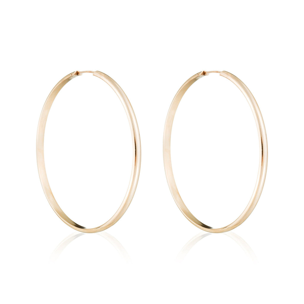Boucles D'Oreilles "Créoles Dorées" - 50 Mm Or Jaune 375/1000