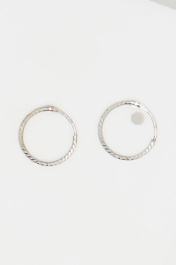Boucles D'Oreilles "Créoles Twistées 10 Mm" Or Blanc 375/1000