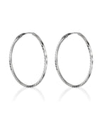 Boucles D'Oreilles "Créoles Twistées 20 Mm" - Or Blanc - Or Blanc