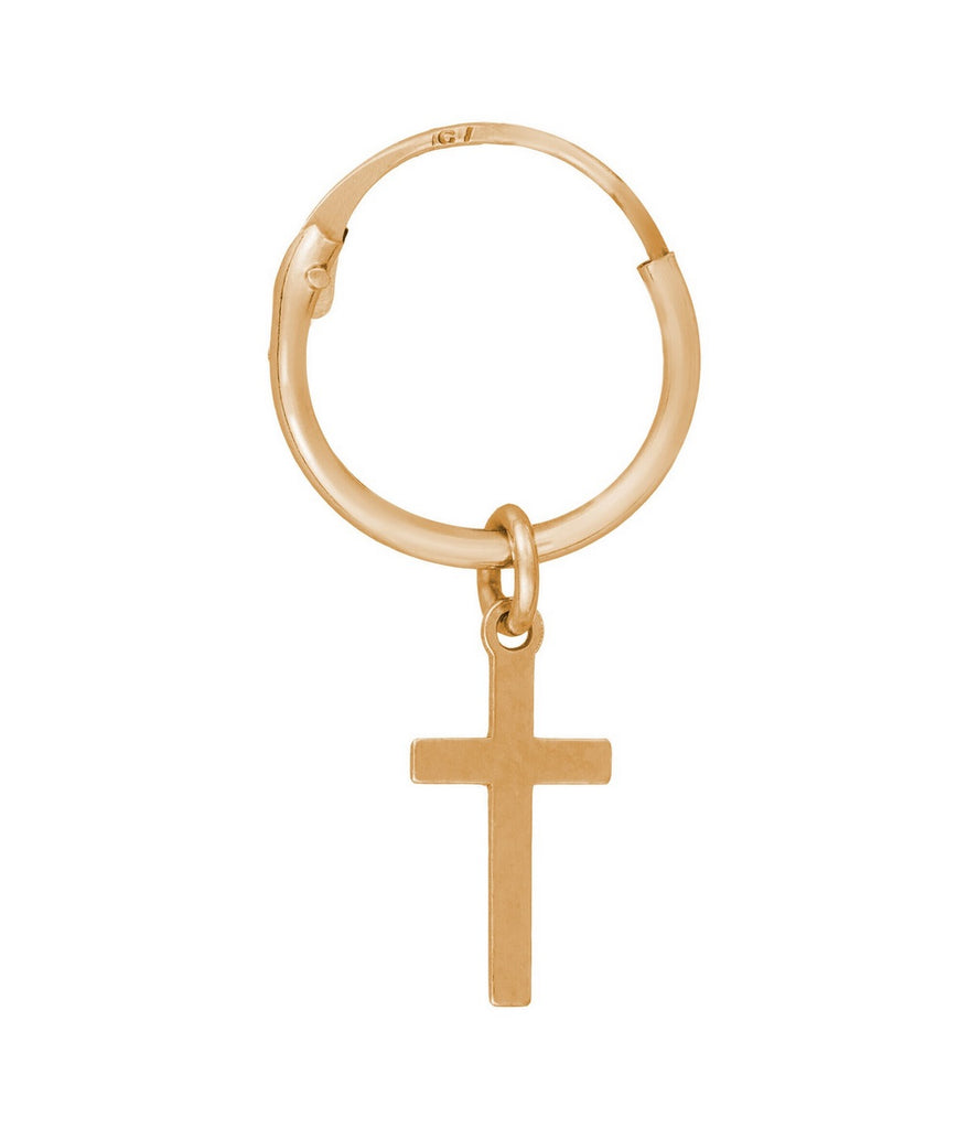 Boucles D'Oreilles "Croix Dorée" - Or Jaune - Or Jaune