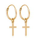 Boucles D'Oreilles "Croix Dorée" - Or Jaune - Or Jaune