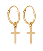 Boucles D'Oreilles "Croix Dorée" - Or Jaune - Or Jaune