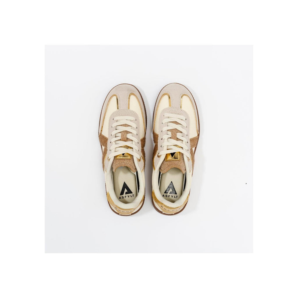 Sneakers Elite Classic Tan-Beige-Pony Hair-Gold