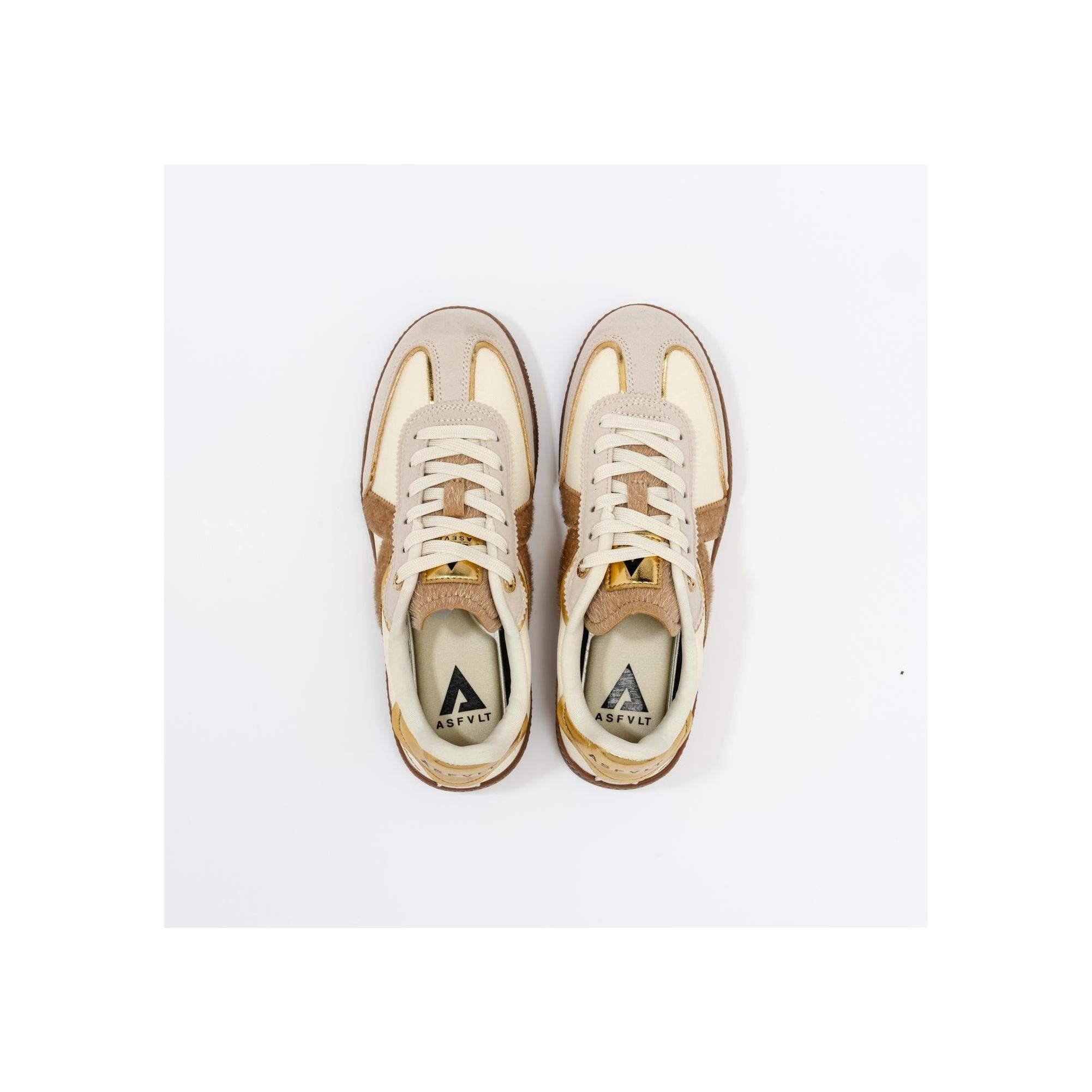 Sneakers Elite Classic Tan-Beige-Pony Hair-Gold