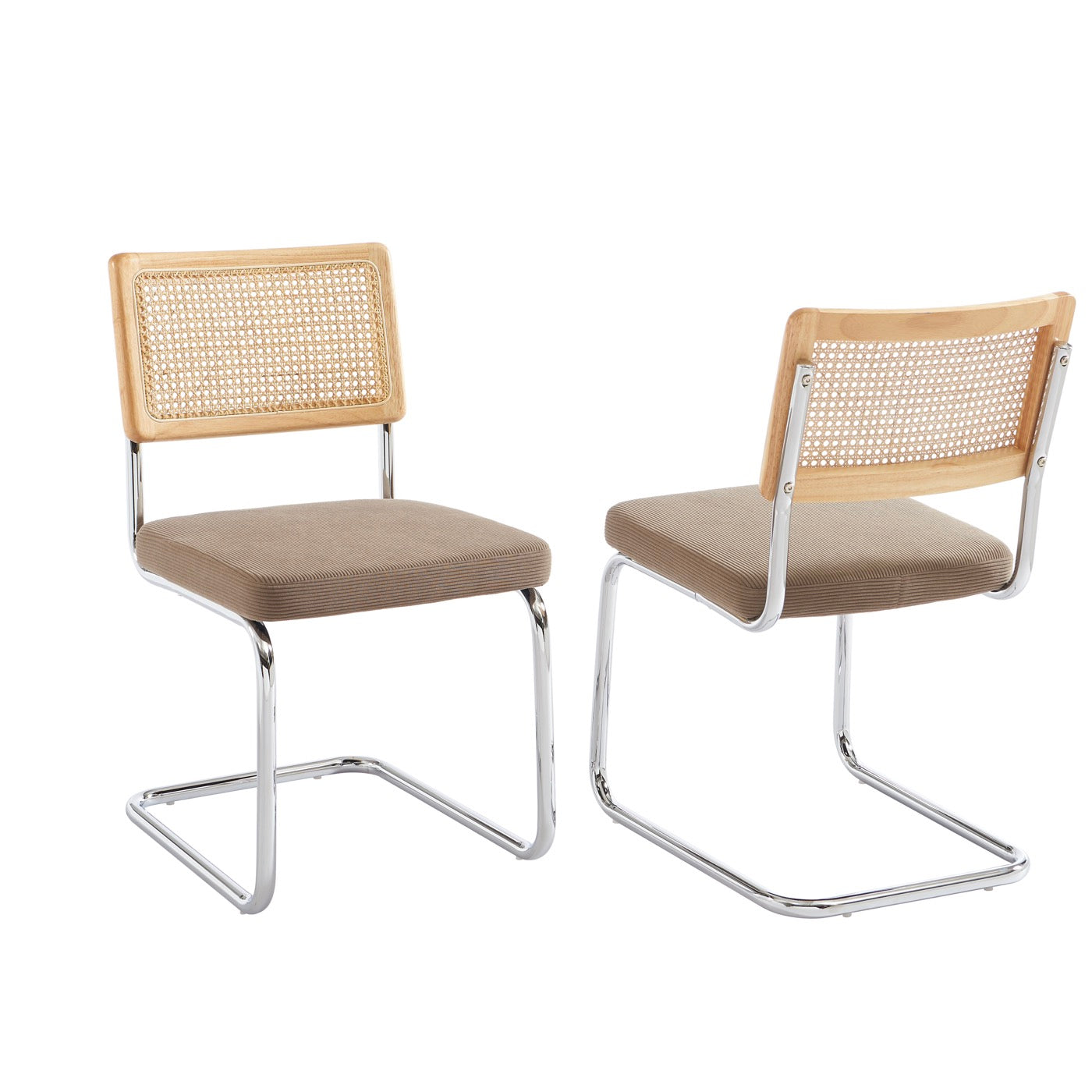 Ella - Lot De 2 Chaises - Velours Côtelé Taupe