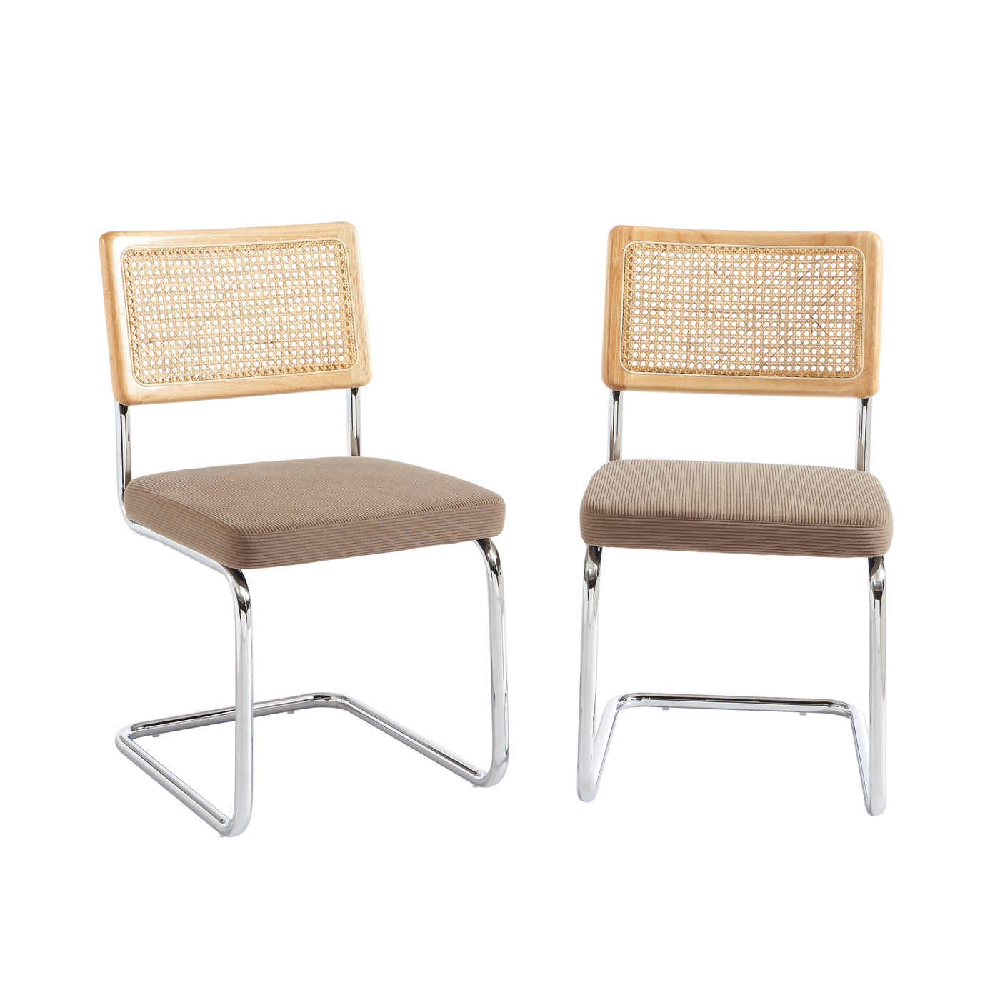 Ella - Lot De 2 Chaises - Velours Côtelé Taupe