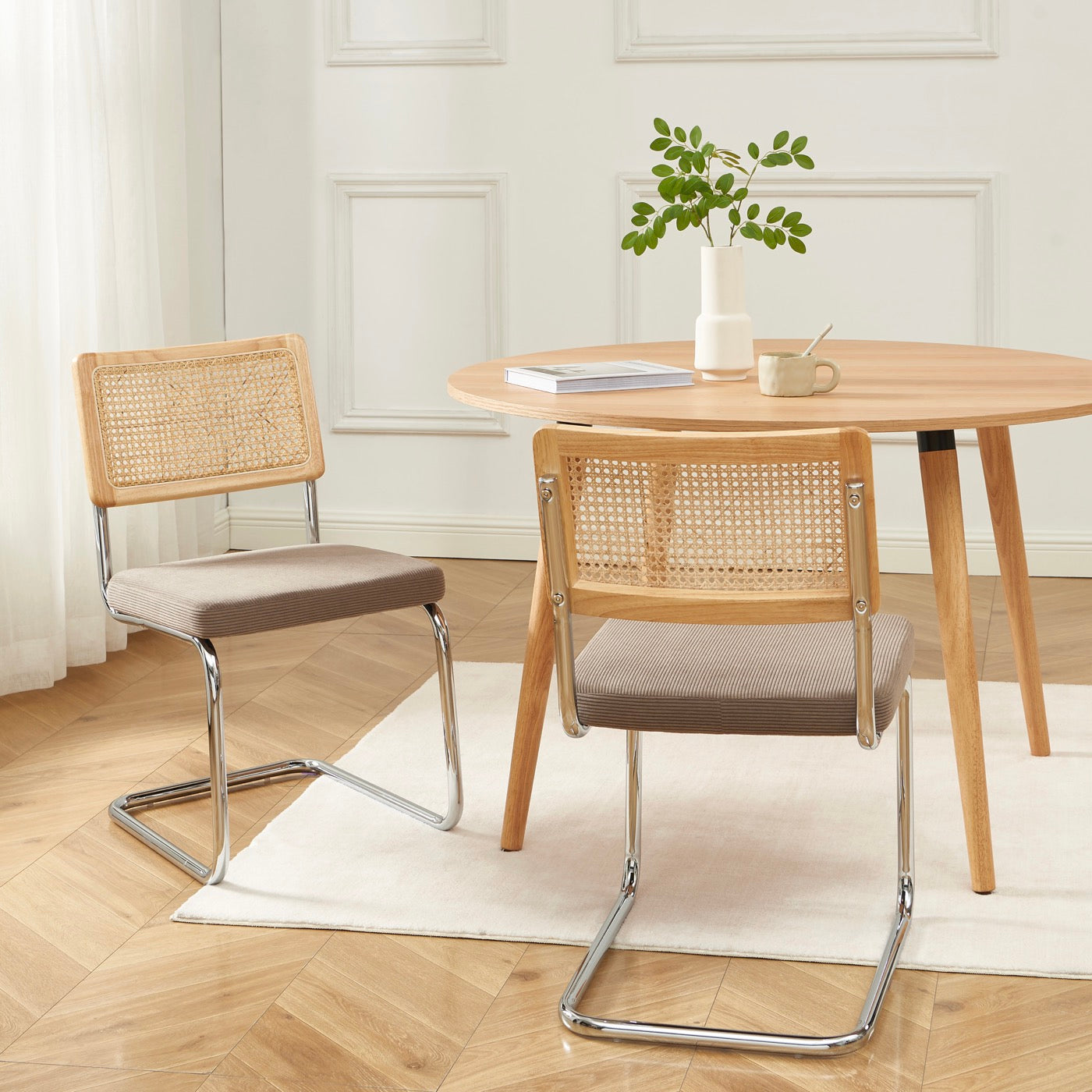 Ella - Lot De 2 Chaises - Velours Côtelé Taupe
