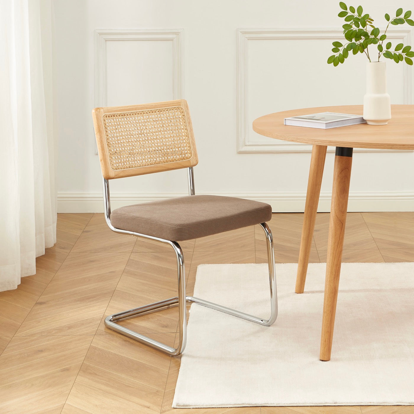 Ella - Lot De 2 Chaises - Velours Côtelé Taupe