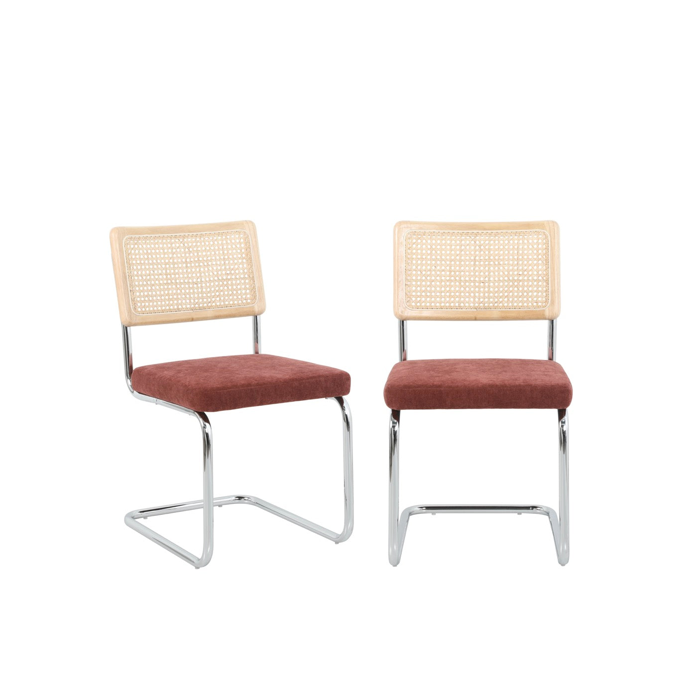 Ella - Lot De 2 Chaises - Tissu Bordeaux