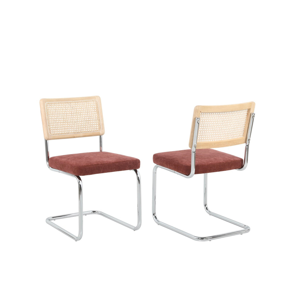 Ella - Lot De 2 Chaises - Tissu Bordeaux