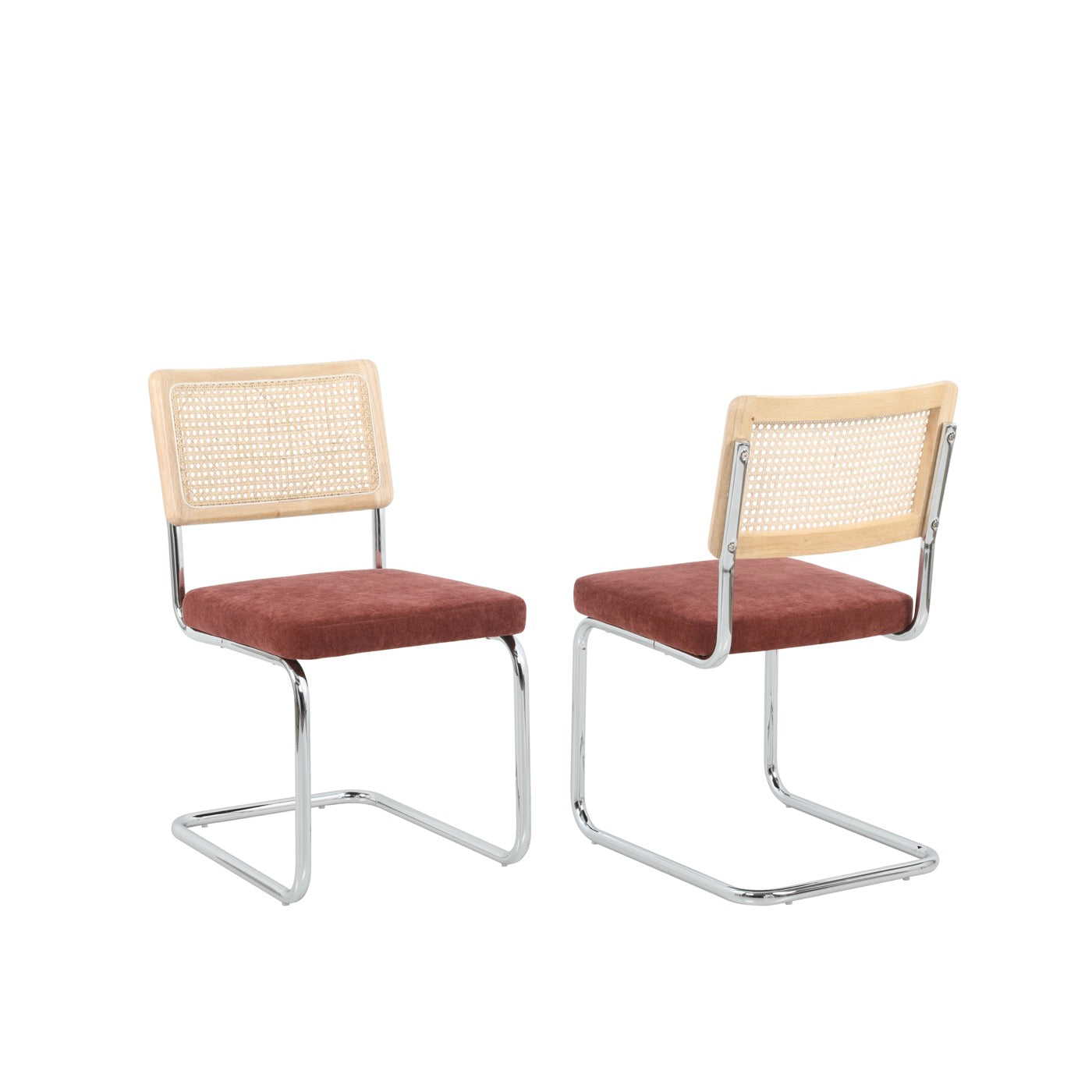 Ella - Lot De 2 Chaises - Tissu Bordeaux