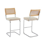 Ella - Lot De 2 Tabourets Mi-Hauts - Velours Côtelé Beige