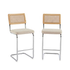 Ella - Lot De 2 Tabourets Mi-Hauts - Velours Côtelé Beige