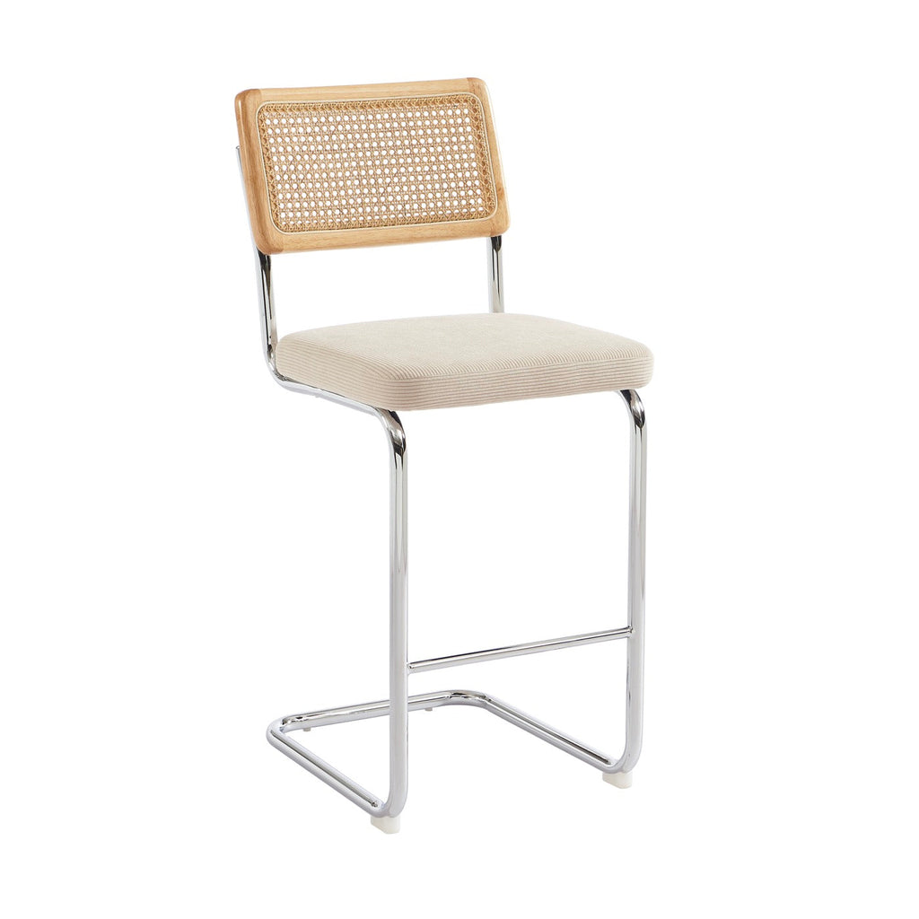 Ella - Lot De 2 Tabourets Mi-Hauts - Velours Côtelé Beige