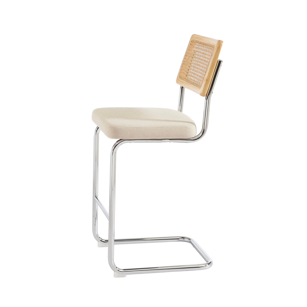 Ella - Lot De 2 Tabourets Mi-Hauts - Velours Côtelé Beige