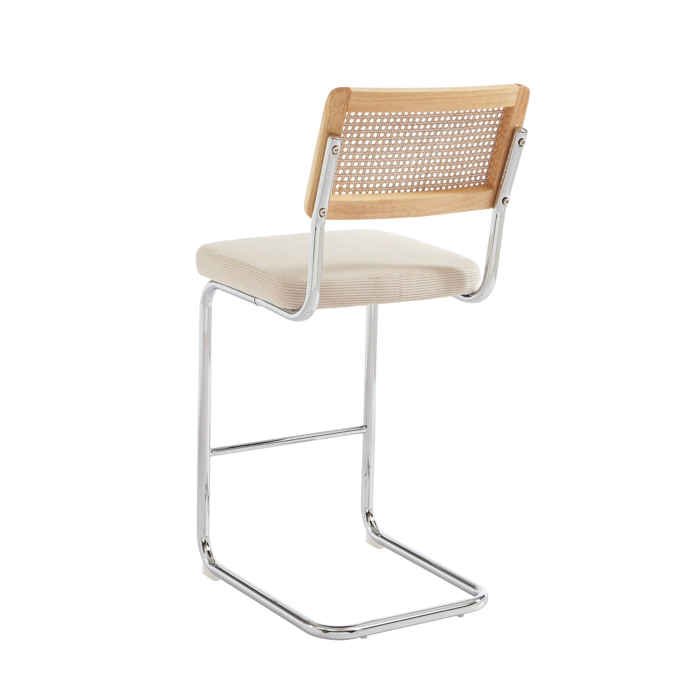 Ella - Lot De 2 Tabourets Mi-Hauts - Velours Côtelé Beige