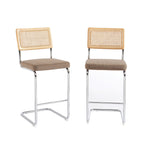 Ella - Lot De 2 Tabourets Mi-Hauts - Velours Côtelé Grège