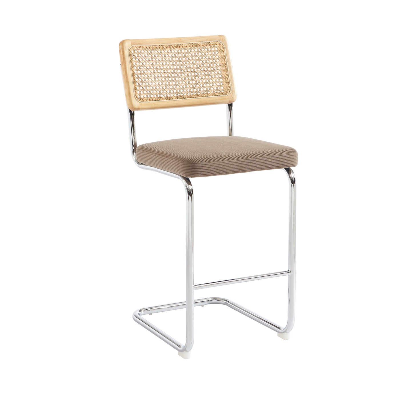 Ella - Lot De 2 Tabourets Mi-Hauts - Velours Côtelé Grège