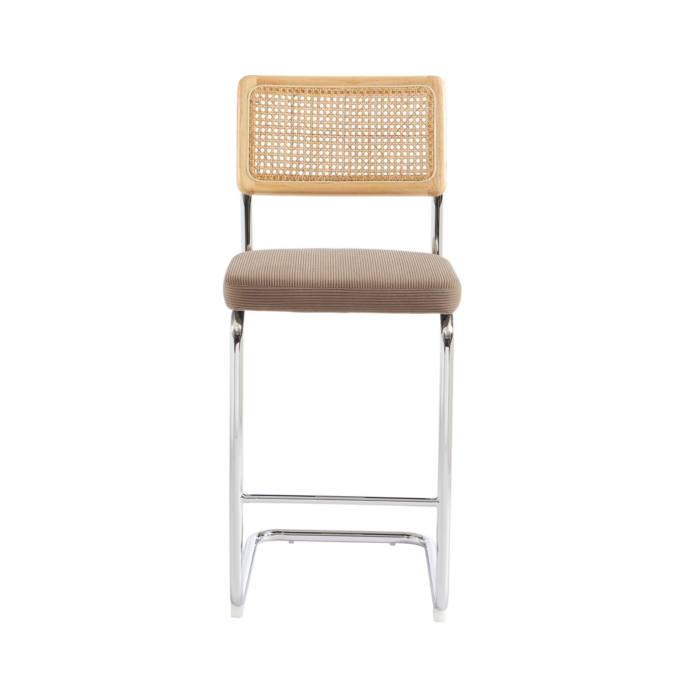 Ella - Lot De 2 Tabourets Mi-Hauts - Velours Côtelé Grège
