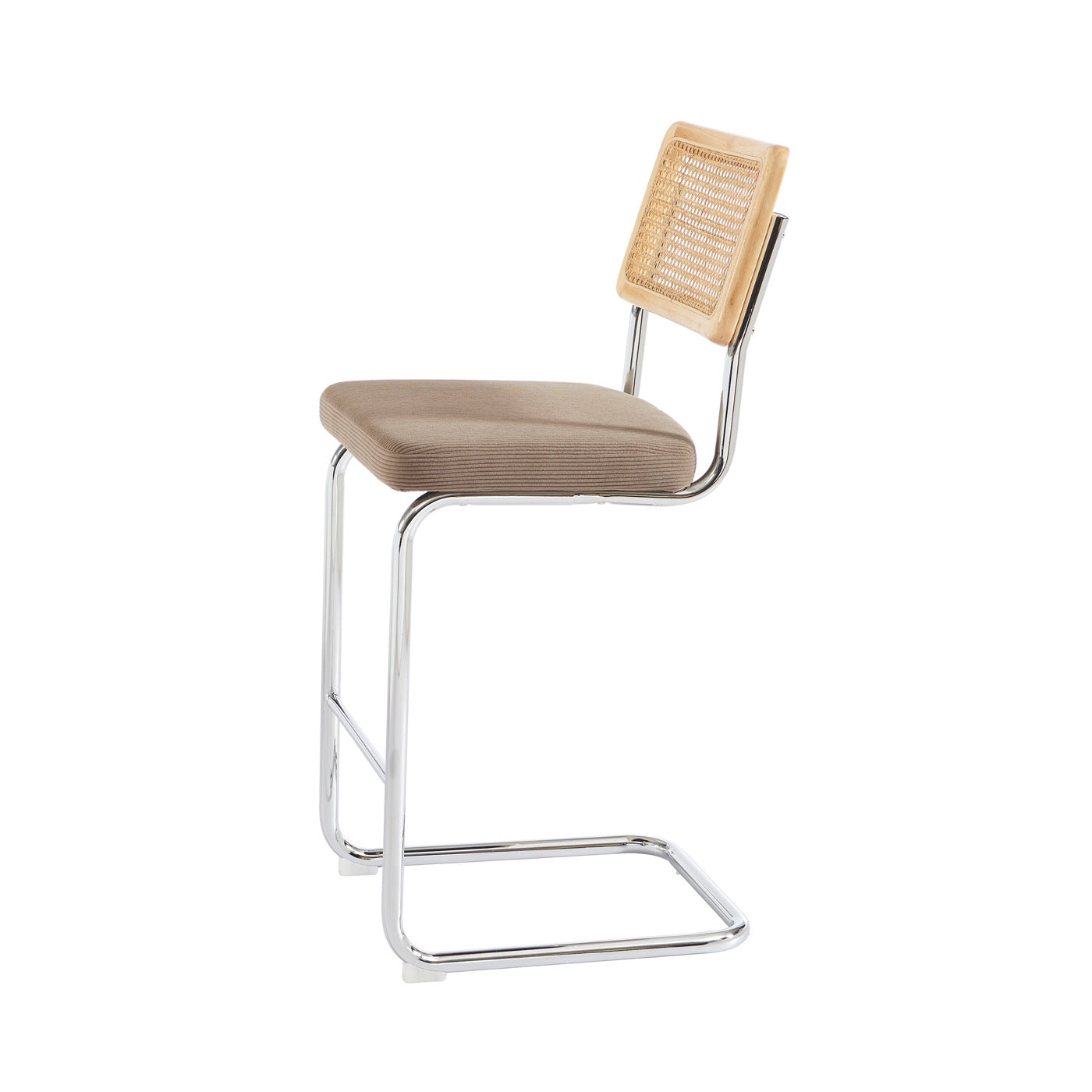 Ella - Lot De 2 Tabourets Mi-Hauts - Velours Côtelé Grège