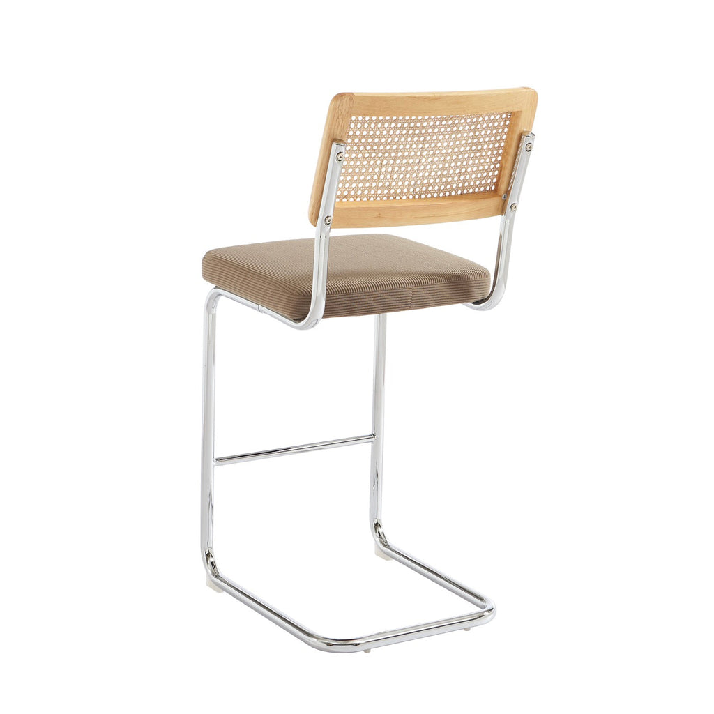Ella - Lot De 2 Tabourets Mi-Hauts - Velours Côtelé Grège