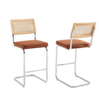 Ella - Lot De 2 Tabourets Mi-Hauts - Velours Côtelé Terracotta