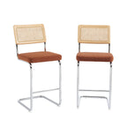 Ella - Lot De 2 Tabourets Mi-Hauts - Velours Côtelé Terracotta