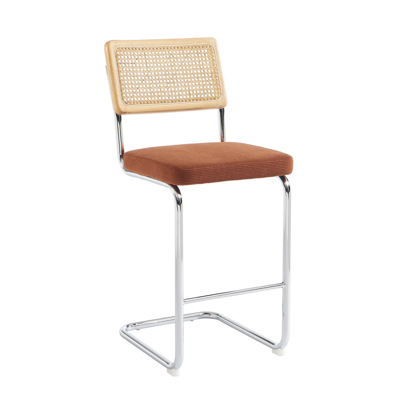 Ella - Lot De 2 Tabourets Mi-Hauts - Velours Côtelé Terracotta