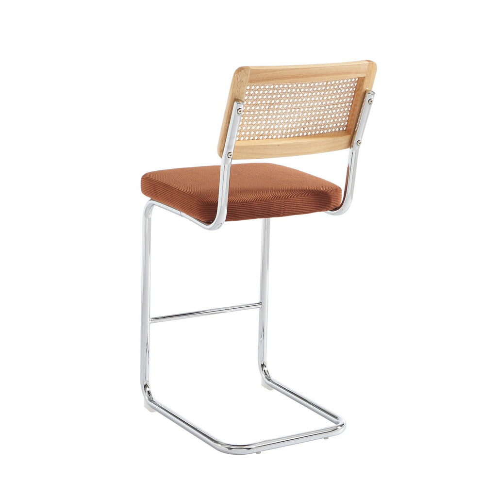 Ella - Lot De 2 Tabourets Mi-Hauts - Velours Côtelé Terracotta