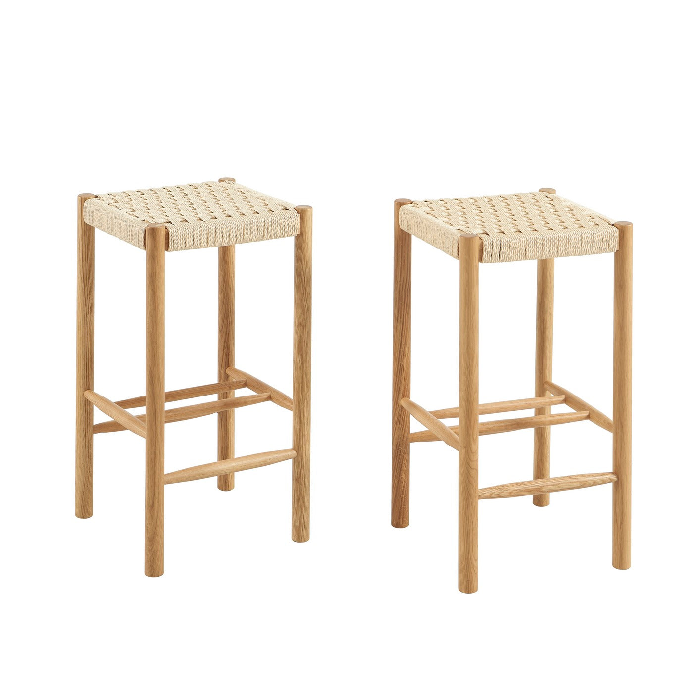 Ellio - Tabourets - Chêne Massif Et Corde