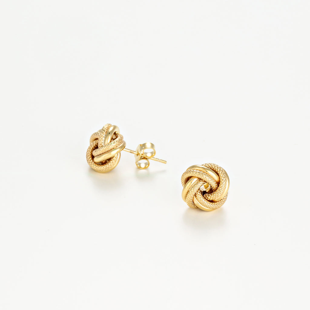 Boucles D'Oreilles " Noeud Torsadé 10Mm" Or Jaune  - Or Jaune