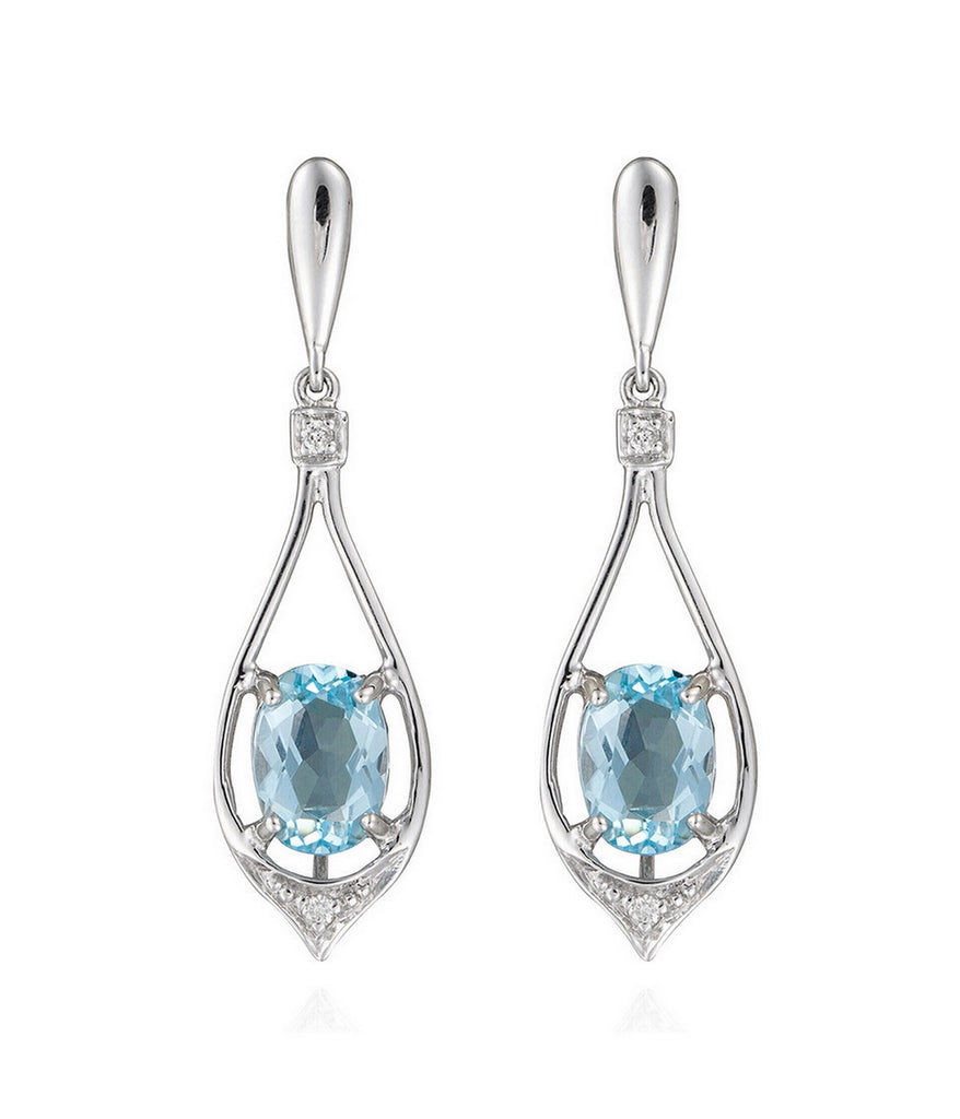 Boucles D'Oreilles "Brillants Topaze" - D0,03/4 T1,9/2 - Or Blanc