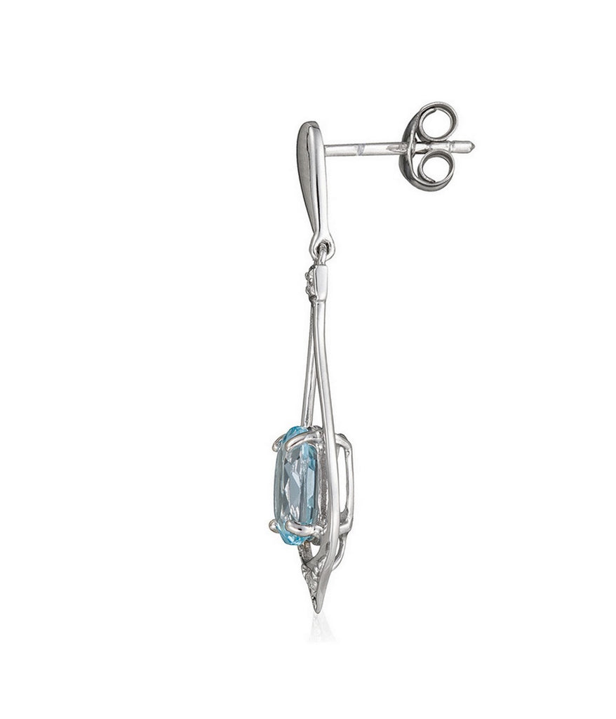 Boucles D'Oreilles "Brillants Topaze" - D0,03/4 T1,9/2 - Or Blanc